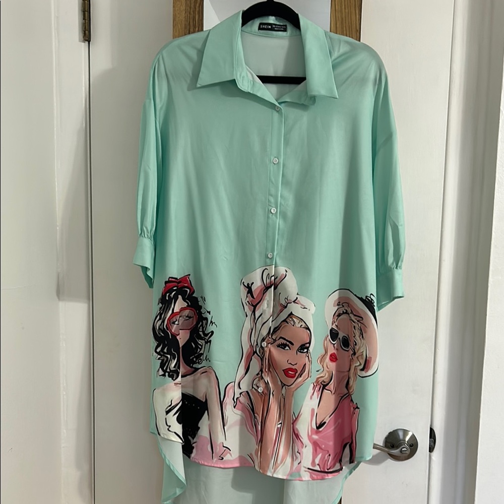 SHEIN Mint Green Oversized Shirt